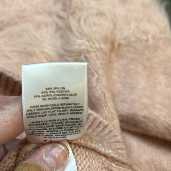 Express wome blush pink v neck sweater with fuzzy neck and shoulder accents. EUC - Picture 5 of 7